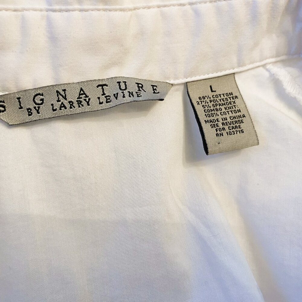 Signature by Larry Levine White Pleated, Fitted, Button-Up Shirt - Picture 7 of 8